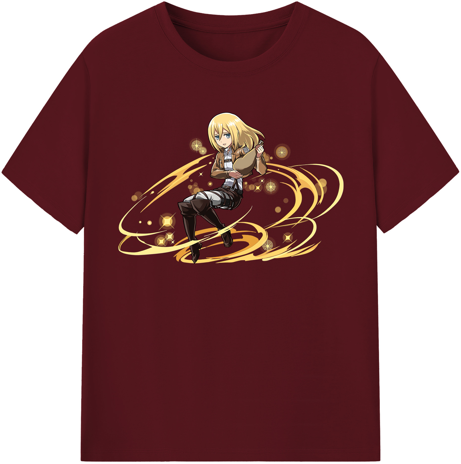 （画像用） 進撃の巨人 クリスタ·レンズ Attack on Titan Christa Lenz 綿100％半袖Tシャツ（フロントプリント）